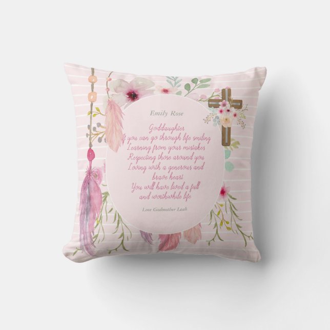 Goddaughter Gift Motivational Encouragement NAMED Cushion (Front)