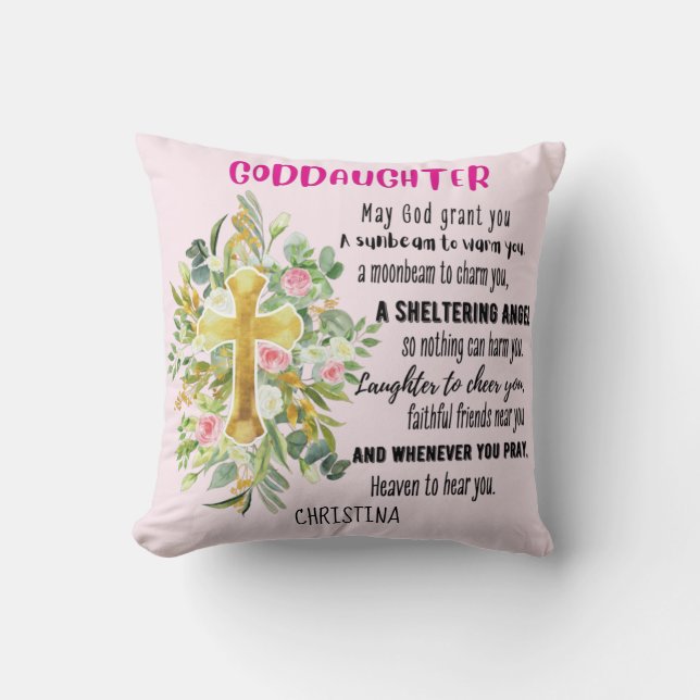 Goddaughter Gift Motivational Encouragement NAMED Cushion (Front)