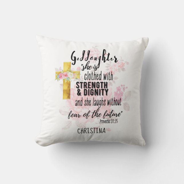 Goddaughter Gift Motivational Encouragement NAMED Cushion (Front)