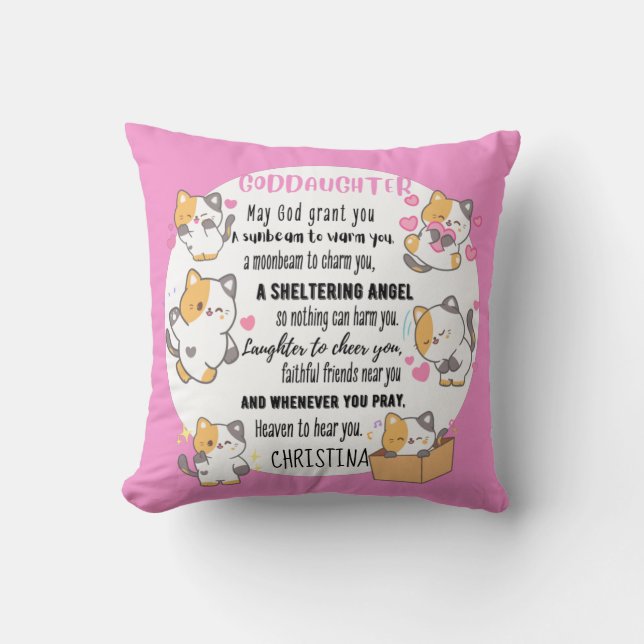 Goddaughter Gift Motivational Encouragement NAMED Cushion (Front)