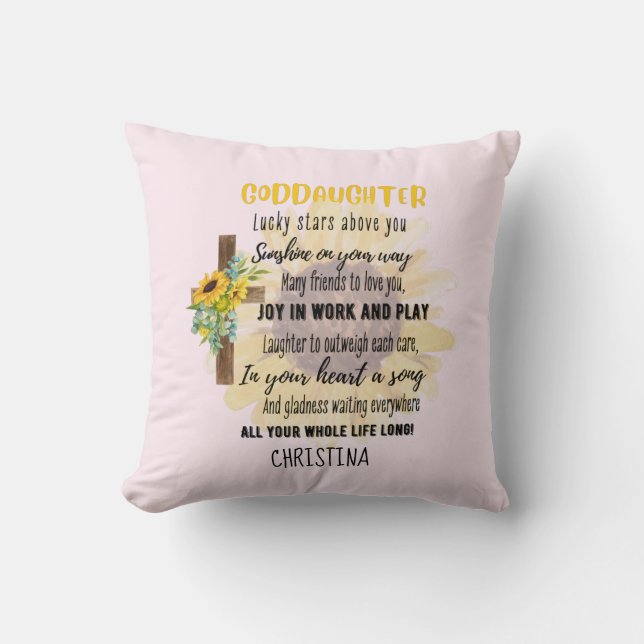 Goddaughter Gift Motivational Encouragement NAMED Cushion (Front)