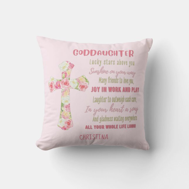 Goddaughter Gift Motivational Encouragement NAMED Cushion (Front)
