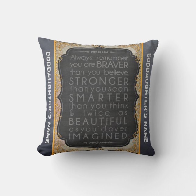 Goddaughter Gift Motivational Words Personalized Cushion (Front)