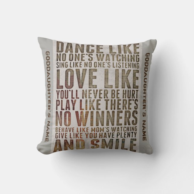Goddaughter Gift Motivational Words Personalized Cushion (Front)
