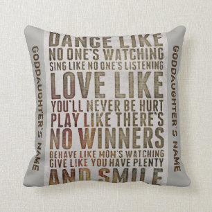 Goddaughter Gift Motivational Words Personalized Cushion