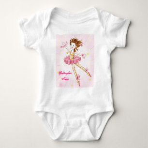 Goddaughter Gift Pink Ballerina Personalised Baby Bodysuit
