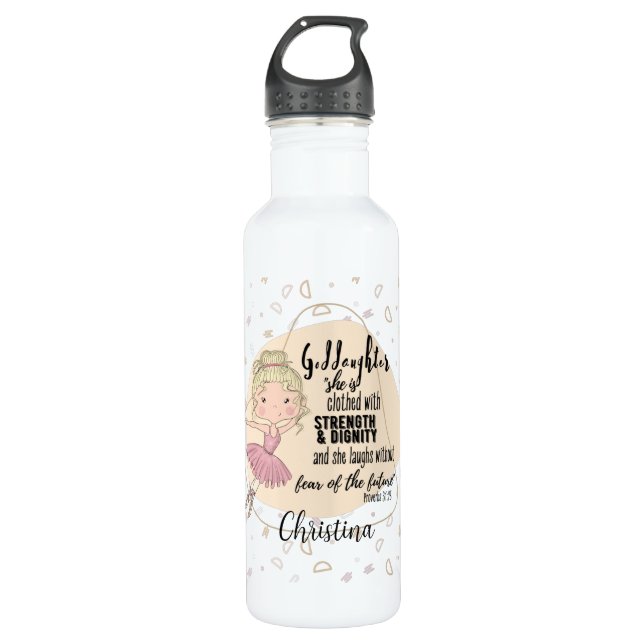 Goddaughter Gift QUOTE Proverb Blonde BALLERINA 710 Ml Water Bottle (Front)