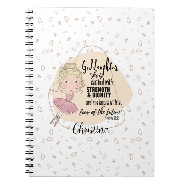 Goddaughter Gift QUOTE Proverb Blonde BALLERINA Notebook (Front)