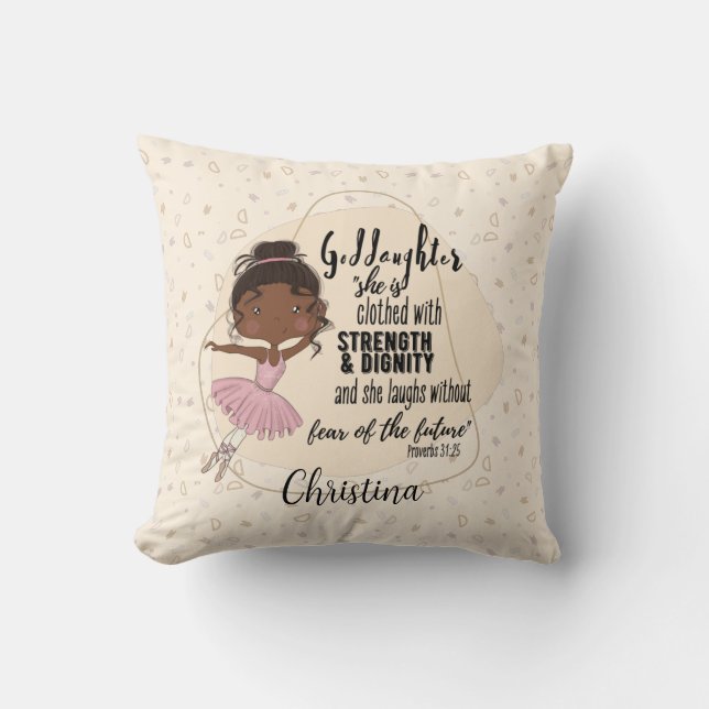 Goddaughter Gift Quote Proverb Pink Ballerina Thro Cushion (Front)