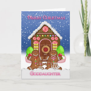 Goddaughter Gingerbread House and Family Christmas Holiday Card