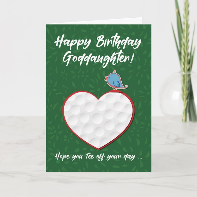 Goddaughter Golf Sports Heart Birthday Card (Front)