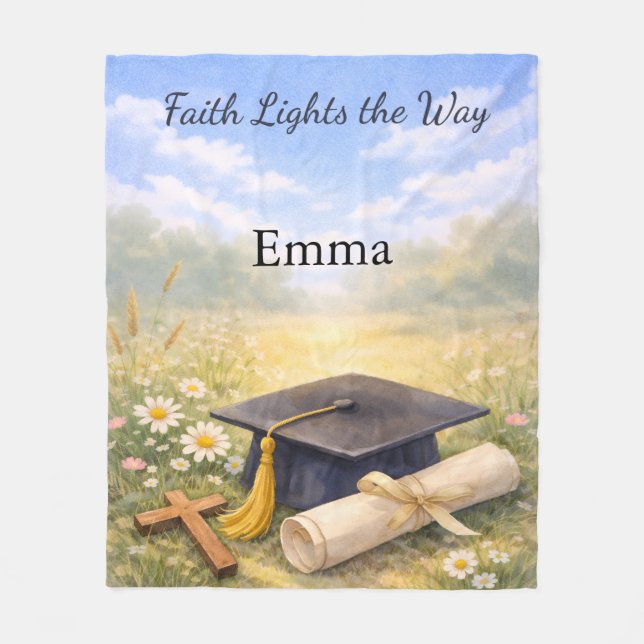 Goddaughter Graduation Personalized Christian Gift Fleece Blanket (Front)