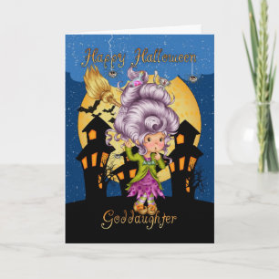 goddaughter halloween card with cute witch