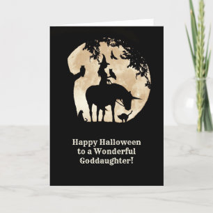 Goddaughter Halloween Cute Witch and Animals Card
