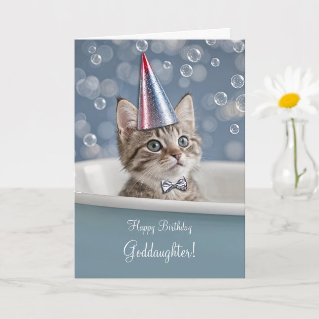 Goddaughter Happy Birthday with Cute Kitten  Card (Small Plant)