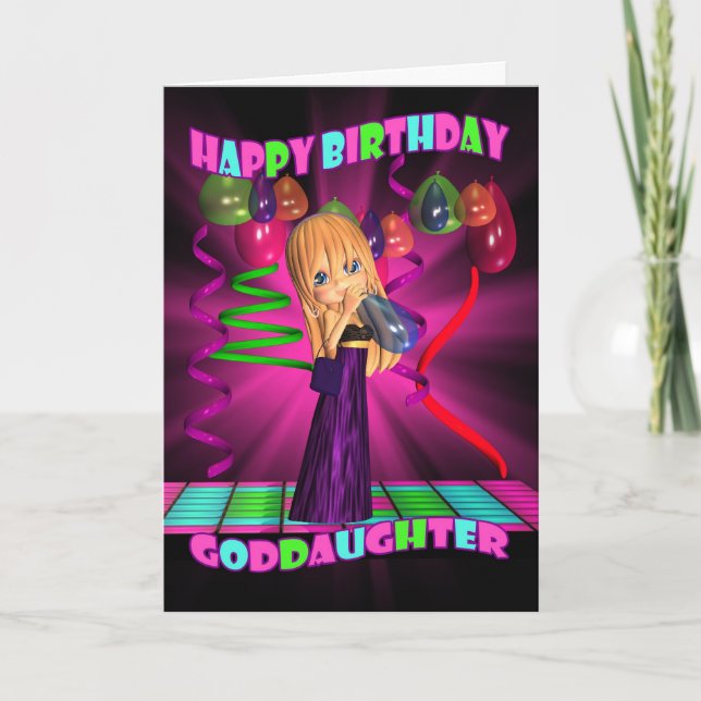 Goddaughter Happy Birthday with Cute little Cutie Card (Front)