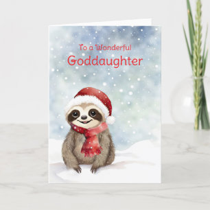 Goddaughter Happy Holidays Cute Sloth  Card
