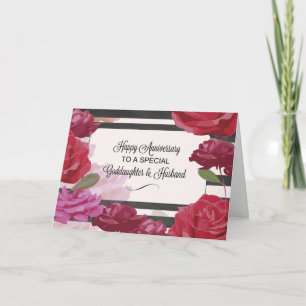 Goddaughter & Husband Wedding Anniversary Rose Card