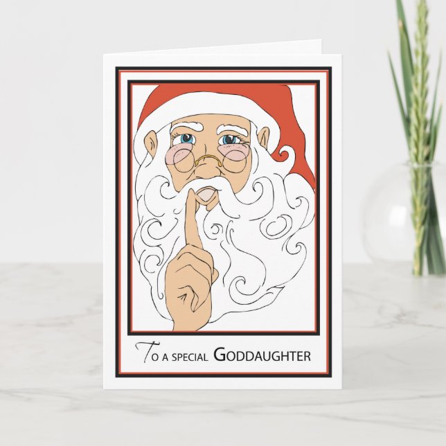Goddaughter Jolly Old St Nick Holiday Card (Front)