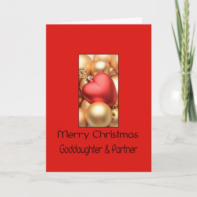 Goddaughter & partner Merry Christmas card (Front)