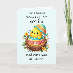 Goddaughter Personalise Easter Blessings Chick Card