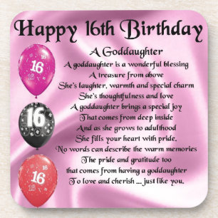 Goddaughter Poem - 16th Birthday Coaster