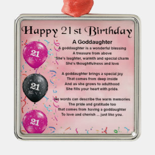 Goddaughter Poem - 21st Birthday Design Metal Tree Decoration