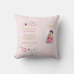 Goddaughter POEM Christening PHOTO Baptism Pink Cushion