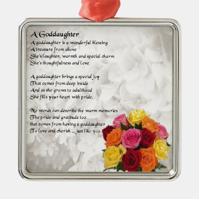 Goddaughter Poem - Flowers Design Metal Tree Decoration (Front)