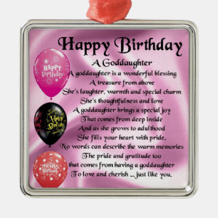 Goddaughter Poem - Happy Birthday Metal Tree Decoration