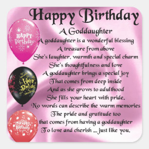 Goddaughter Poem - Happy Birthday Square Sticker