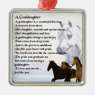 Goddaughter Poem - Horses Design Metal Tree Decoration