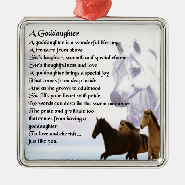 Goddaughter Poem - Horses Design Metal Tree Decoration (Front)