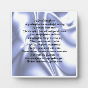 Goddaughter Poem Plaque - Blue Silk design