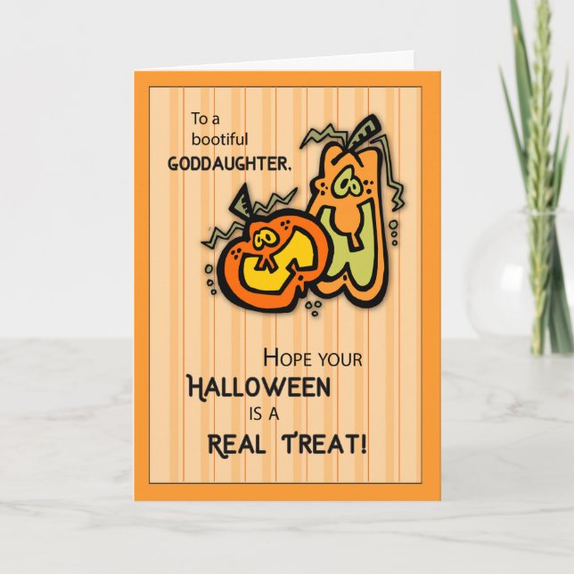 Goddaughter Pumpkins Halloween Card (Front)
