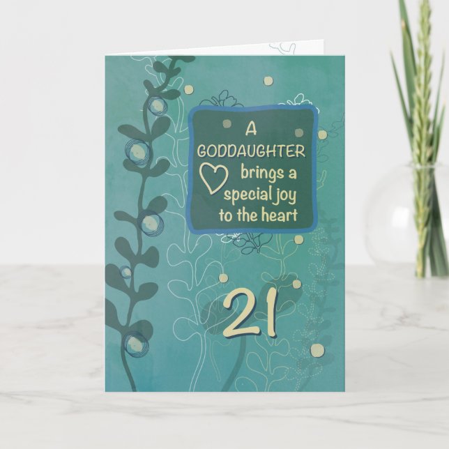 Goddaughter Religious 21st Birthday Hand Drawn Card (Front)