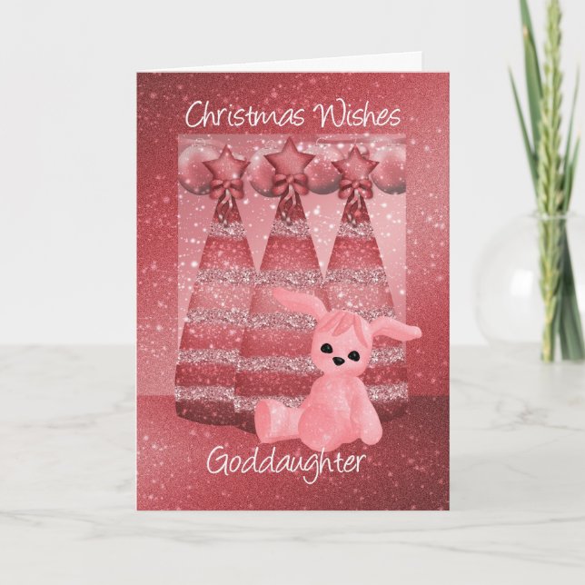 Goddaughter Sparkle Christmas Greeting Card Dusky (Front)
