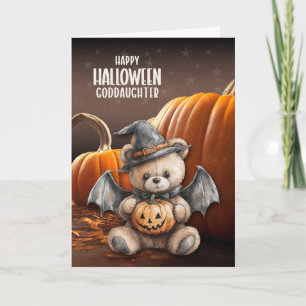 Goddaughter Teddy Bear Witch and Wings Halloween Holiday Card