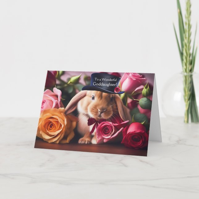 Goddaughter Valentine's Day Cute Bunny Card (Front)