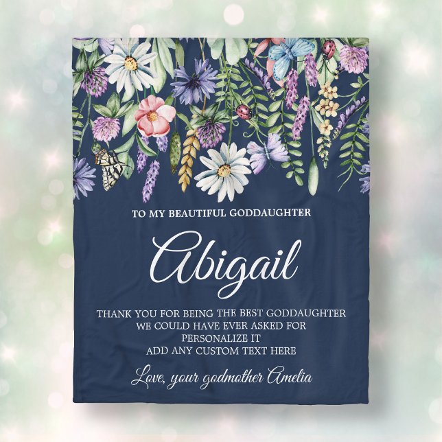 Goddaughter Wildflowers Personalised Message Fleece Blanket (Goddaughter Wildflowers Personalized Message Fleece Blanket
)