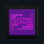 Goddaughters Baptims Christening Parties Qualities Gift Box<br><div class="desc">A modern, feminine chic and stylish gift for the best and greatest Goddaughters in the world ; presented in a range of pretty, girly colours : pink on purple ; pink on black and purple on white ; and in a collection of elegant and hip, cool and trendy fonts /...</div>