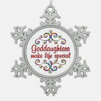 Goddaughters Make Life Special Snowflake Pewter Christmas Ornament