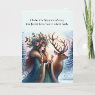 Goddess and Deer Blessed Winter Solstice  Card