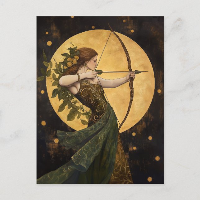 Goddess Artemis Art Nouveau Greek Mythology  Postcard (Front)