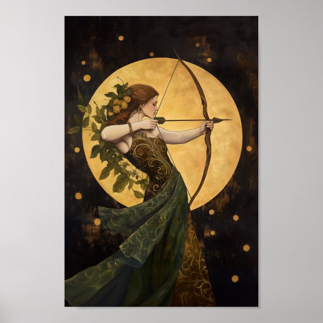 Goddess Artemis Art Nouveau Greek Mythology  Poster (Front)