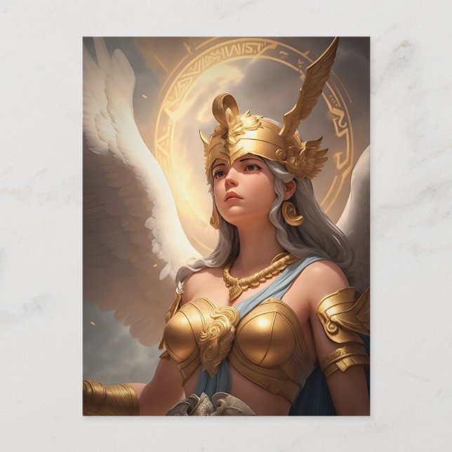 Goddess Athena Surrounded By Her Thoughts Postcard (Front)