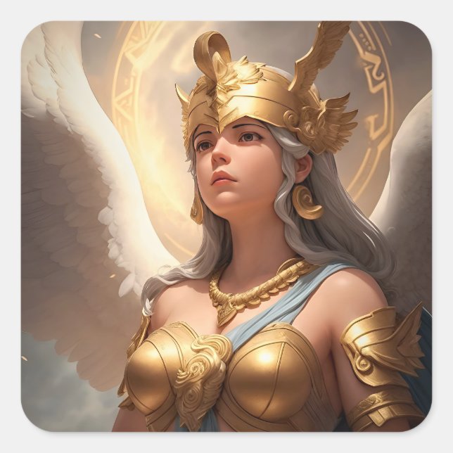 Goddess Athena Surrounded By Her Thoughts Square Sticker (Front)