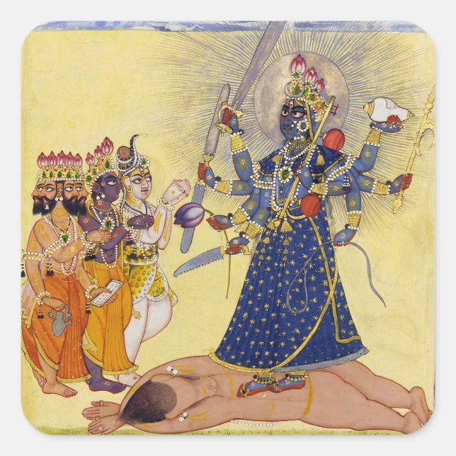 Goddess Bhadrakali Worshipped by the Gods 1675 Square Sticker (Front)
