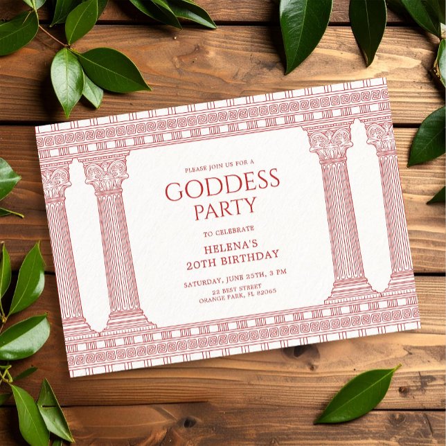 Goddess Birthday Party with Pink Temple Invitation (Creator Uploaded)
