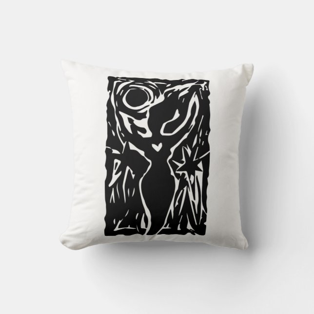 Goddess Black and White Cushion (Front)